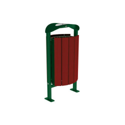 Corbeille Silaos acier et bois 50 litres Procity - Sur platines - Avec cendrier - Acajou/Vert mousse