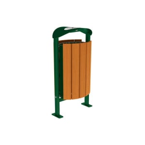 Corbeille Silaos acier et bois 50 litres Procity - Sur platines - Avec cendrier - Chêne clair/Vert mousse