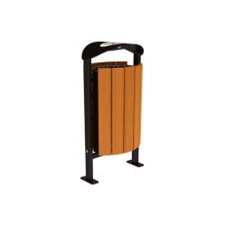 Corbeille Silaos acier et bois 50 litres Procity - Sur platines - Avec cendrier - Chêne clair/Noir foncé
