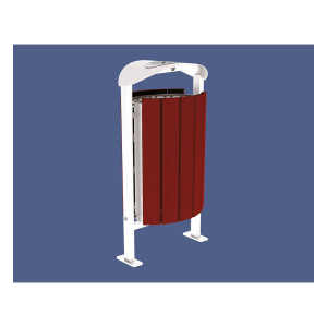 Corbeille Silaos acier et bois 50 litres Procity - Sur platines - Avec cendrier - Acajou/Blanc pur