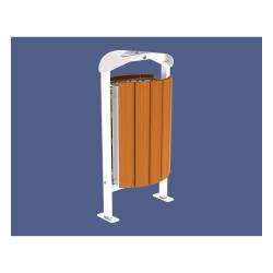 Corbeille Silaos acier et bois 50 litres Procity - Sur platines - Avec cendrier - Chêne clair/Blanc pur