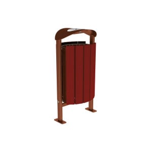Corbeille Silaos acier et bois 50 litres Procity - Sur platines - Avec cendrier - Acajou/Aspect Corten