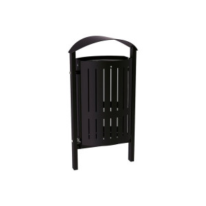 Corbeille Silaos acier 50 litres Procity - Scellement direct - Sans cendrier - Noir foncé