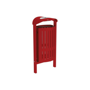 Corbeille Silaos acier 50 litres Procity - Scellement direct - Avec cendrier - Rouge pourpre