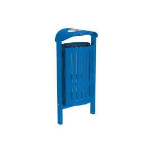 Corbeille Silaos acier 50 litres Procity - Scellement direct - Avec cendrier - Bleu gentiane