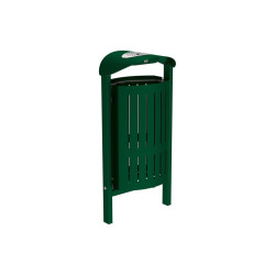 Corbeille Silaos acier 50 litres Procity - Scellement direct - Avec cendrier - Vert mousse