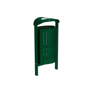 Corbeille Silaos acier 50 litres Procity - Scellement direct - Avec cendrier - Vert mousse