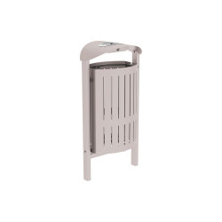 Corbeille Silaos acier 50 litres Procity - Scellement direct - Avec cendrier - Gris soie