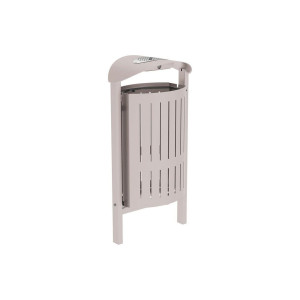 Corbeille Silaos acier 50 litres Procity - Scellement direct - Avec cendrier - Gris soie