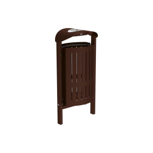 Corbeille Silaos acier 50 litres Procity - Scellement direct - Avec cendrier - Brun chocolat