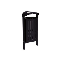 Corbeille Silaos acier 50 litres Procity - Scellement direct - Avec cendrier - Noir foncé