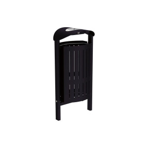 Corbeille Silaos acier 50 litres Procity - Scellement direct - Avec cendrier - Noir foncé