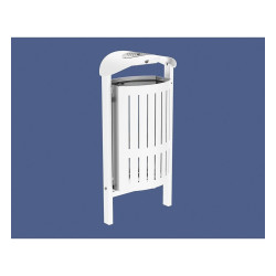 Corbeille Silaos acier 50 litres Procity - Scellement direct - Avec cendrier - Blanc pur