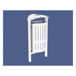 Corbeille Silaos acier 50 litres Procity - Scellement direct - Avec cendrier - Blanc pur