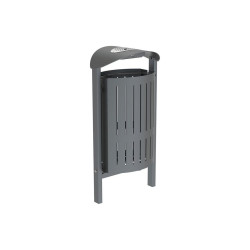 Corbeille Silaos acier 50 litres Procity - Scellement direct - Avec cendrier - Gris Procity