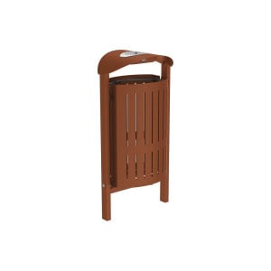 Corbeille Silaos acier 50 litres Procity - Scellement direct - Avec cendrier - Aspect Corten