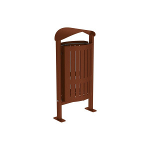 Corbeille Silaos acier 50 litres Procity - Sur platines - Sans cendrier - Aspect Corten