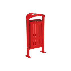 Corbeille Silaos acier 50 litres Procity - Sur platines - Avec cendrier - Rouge signalisation