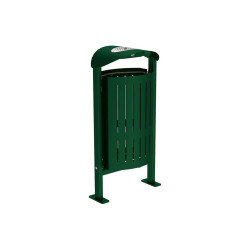 Corbeille Silaos acier 50 litres Procity - Sur platines - Avec cendrier - Vert mousse