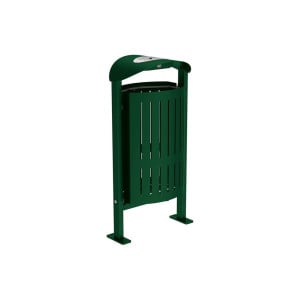 Corbeille Silaos acier 50 litres Procity - Sur platines - Avec cendrier - Vert mousse