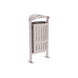 Corbeille Silaos acier 50 litres Procity - Sur platines - Avec cendrier - Gris soie