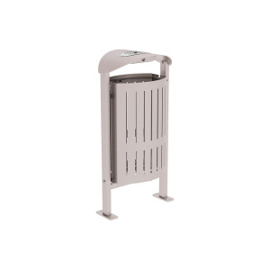 Corbeille Silaos acier 50 litres Procity - Sur platines - Avec cendrier - Gris soie