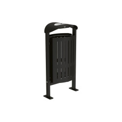 Corbeille Silaos acier 50 litres Procity - Sur platines - Avec cendrier - Noir foncé