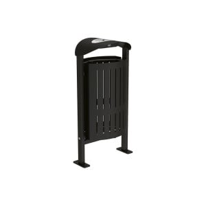 Corbeille Silaos acier 50 litres Procity - Sur platines - Avec cendrier - Noir foncé