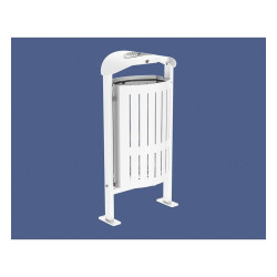 Corbeille Silaos acier 50 litres Procity - Sur platines - Avec cendrier - Blanc pur