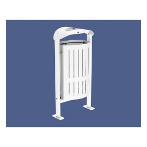 Corbeille Silaos acier 50 litres Procity - Sur platines - Avec cendrier - Blanc pur