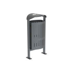 Corbeille Silaos acier 50 litres Procity - Sur platines - Avec cendrier - Gris Procity