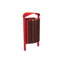 Corbeille Silaos acier et plastique recyclé 50 litres Procity - Scellement direct - Sans cendrier - Rouge signalisation
