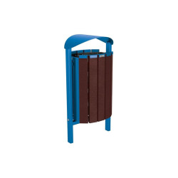 Corbeille Silaos acier et plastique recyclé 50 litres Procity - Scellement direct - Sans cendrier - Bleu gentiane