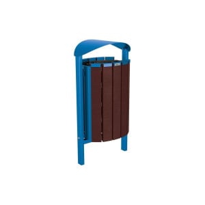 Corbeille Silaos acier et plastique recyclé 50 litres Procity - Scellement direct - Sans cendrier - Bleu gentiane