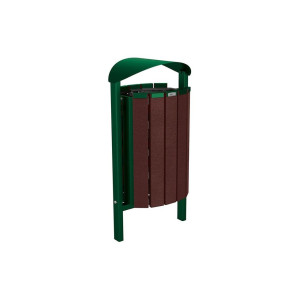 Corbeille Silaos acier et plastique recyclé 50 litres Procity - Scellement direct - Sans cendrier - Vert mousse
