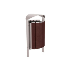 Corbeille Silaos acier et plastique recyclé 50 litres Procity - Scellement direct - Sans cendrier - Gris soie