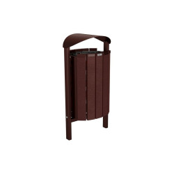 Corbeille Silaos acier et plastique recyclé 50 litres Procity - Scellement direct - Sans cendrier - Brun chocolat
