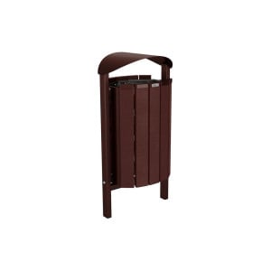 Corbeille Silaos acier et plastique recyclé 50 litres Procity - Scellement direct - Sans cendrier - Brun chocolat