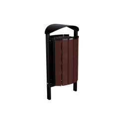 Corbeille Silaos acier et plastique recyclé 50 litres Procity - Scellement direct - Sans cendrier - Noir foncé