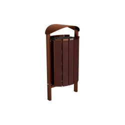 Corbeille Silaos acier et plastique recyclé 50 litres Procity - Scellement direct - Sans cendrier - Aspect Corten