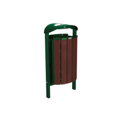 Corbeille Silaos acier et plastique recyclé 50 litres Procity - Scellement direct - Avec cendrier - Vert mousse