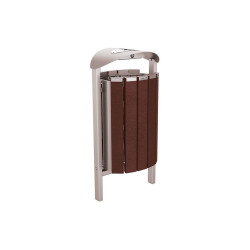 Corbeille Silaos acier et plastique recyclé 50 litres Procity - Scellement direct - Avec cendrier - Gris soie