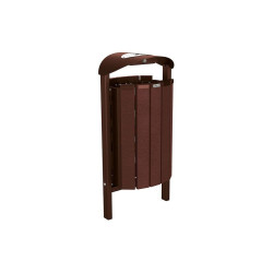 Corbeille Silaos acier et plastique recyclé 50 litres Procity - Scellement direct - Avec cendrier - Brun chocolat