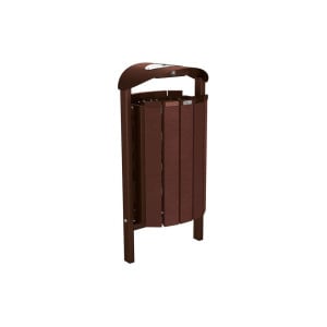 Corbeille Silaos acier et plastique recyclé 50 litres Procity - Scellement direct - Avec cendrier - Brun chocolat