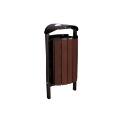 Corbeille Silaos acier et plastique recyclé 50 litres Procity - Scellement direct - Avec cendrier - Noir foncé