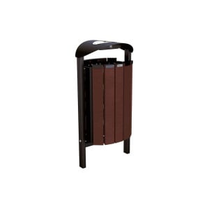 Corbeille Silaos acier et plastique recyclé 50 litres Procity - Scellement direct - Avec cendrier - Noir foncé