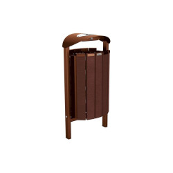 Corbeille Silaos acier et plastique recyclé 50 litres Procity - Scellement direct - Avec cendrier - Aspect Corten