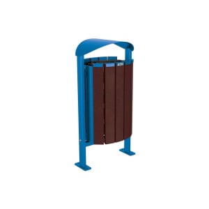 Corbeille Silaos acier et plastique recyclé 50 litres Procity - Sur platines - Sans cendrier - Bleu gentaine