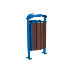 Corbeille Silaos acier et plastique recyclé 50 litres Procity - Sur platines - Avec cendrier - Bleu gentiane