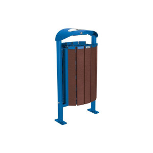Corbeille Silaos acier et plastique recyclé 50 litres Procity - Sur platines - Avec cendrier - Bleu gentiane